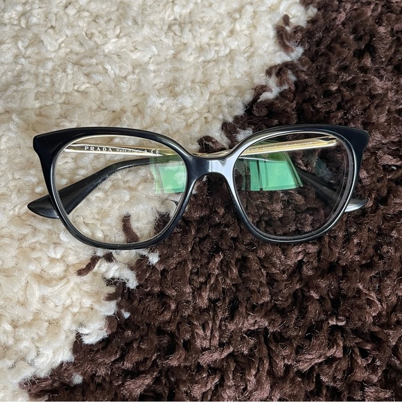 Rare Authentic Prada VPR11T 1AB-1O1 Black Gold 53mm Frames Glasses Italy RX-able - Picture 3 of 8